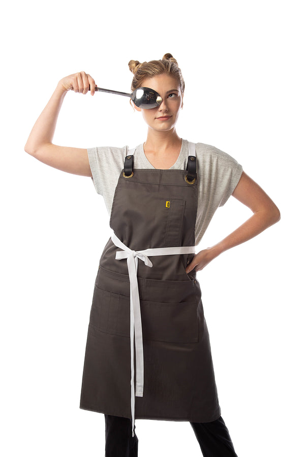 Rocco Bib Apron - Gray